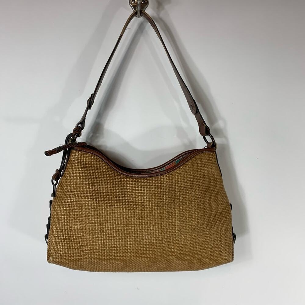 Fossil Woven Bag Handbag Tan Brown Classic